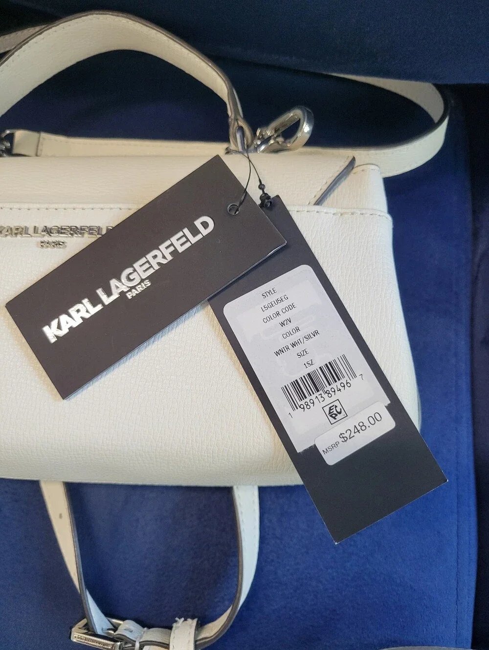Karl Lagerfeld White Graphic Accent Top-Handle Or Crossbody Bag